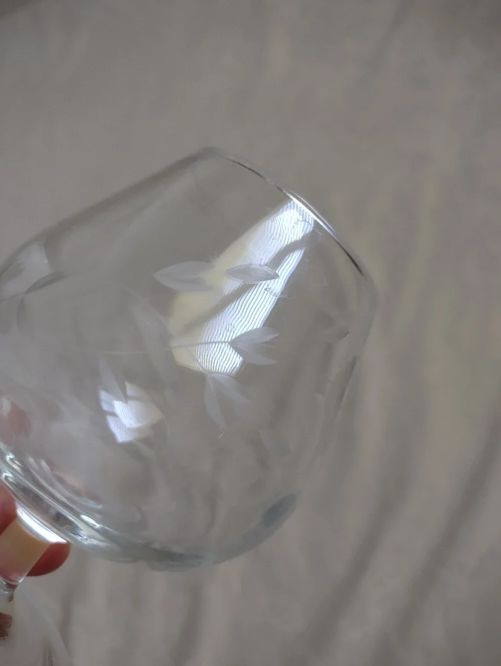 Brandy Stemmed Glasses Etched Flower